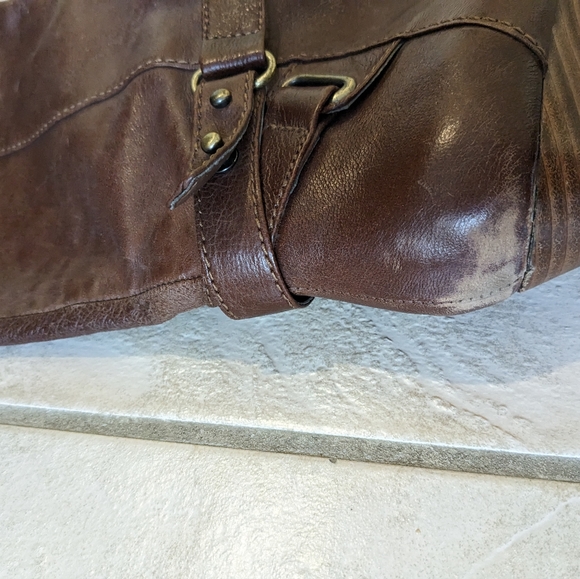 Brown leather knee high boots - Picture 3 of 4